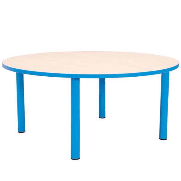 Stół Bambino okrągły z jasnoniebieskim obrzeżem